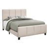 Monarch Specialties I 6026Q Bed, Queen Size, Platform, Bedroom, Frame, Upholstered, Linen Look, Wood Legs, Beige, Black, Transitional - - Mounts For Less