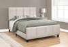 Monarch Specialties I 6026Q Bed, Queen Size, Platform, Bedroom, Frame, Upholstered, Linen Look, Wood Legs, Beige, Black, Transitional - - Mounts For Less