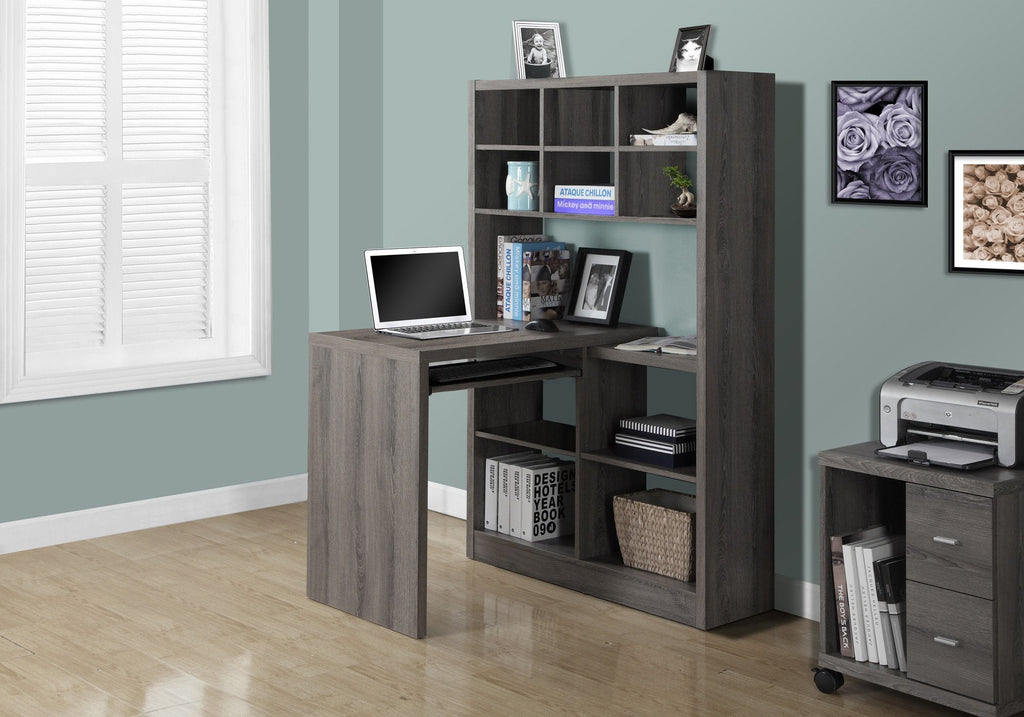 Monarch Specialties I 7041 Computer Desk, Home Office, Bookcase, Corner, Storage Shelves, Left, Right Set-up, L Shape, Work, Laptop, Laminate, Brown, Contemporary, Modern - - Mounts For Less
