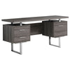 Monarch Specialties I 7082 Computer Desk, Home Office, Laptop, Left, Right Set-up, Storage Drawers, 60"l, Work, Metal, Laminate, Brown, Grey, Contemporary, Modern - - Mounts For Less