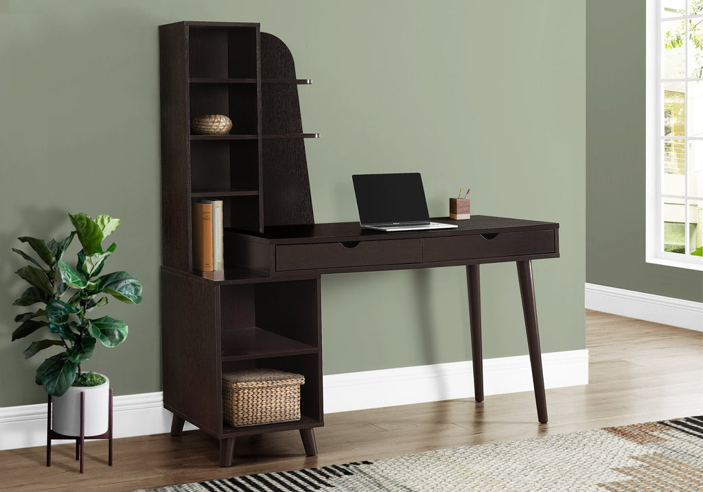Monarch Specialties I 7096 Computer Desk, Home Office, Laptop, Storage Drawers, 55"l, Work, Laminate, Solid Wood Legs, Brown, Transitional - - Mounts For Less