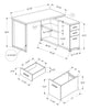 Monarch Specialties I 7134 Computer Desk, Home Office, Corner, Left, Right Set-up, Storage Drawers, L Shape, Work, Laptop, Metal, Laminate, Brown, Grey, Contemporary, Modern - - Mounts For Less