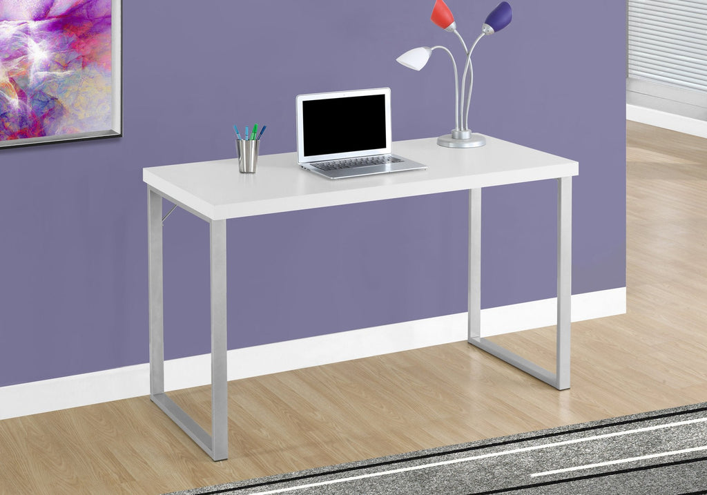 Monarch Specialties I 7154 Computer Desk, Home Office, Laptop, 48"l, Work, Metal, Laminate, White, Grey, Contemporary, Modern - - Mounts For Less