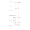 Monarch Specialties I 7159 Bookshelf, Bookcase, Etagere, 72"h, Office, Bedroom, Metal, Tempered Glass, White, Clear, Contemporary, Modern - - Mounts For Less