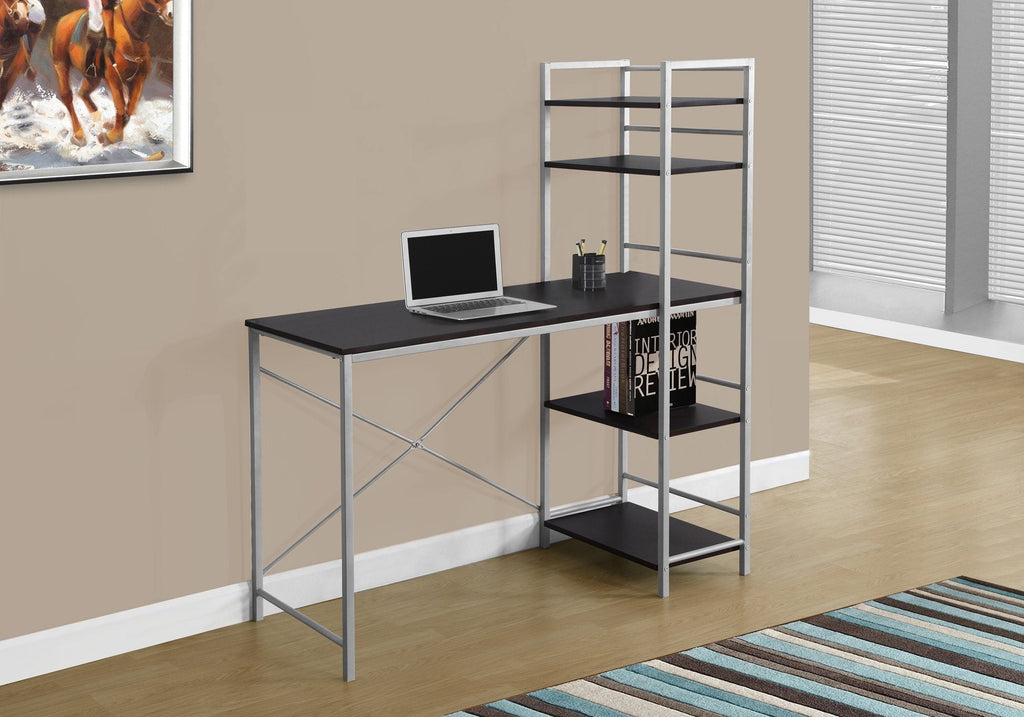 Monarch Specialties I 7166 Computer Desk, Home Office, Laptop, Storage Shelves, 48"l, Work, Metal, Laminate, Brown, Grey, Contemporary, Modern - - Mounts For Less