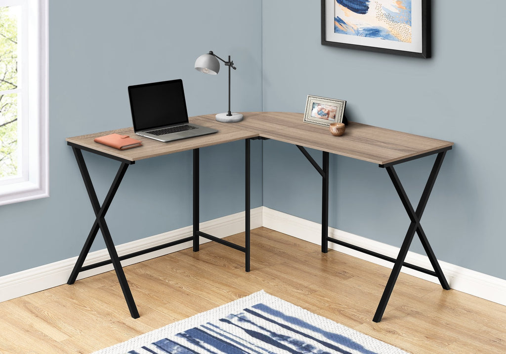 Monarch Specialties I 7197 Computer Desk, Home Office, Corner, 55"l, L Shape, Work, Laptop, Metal, Laminate, Brown, Black, Contemporary, Modern - - Mounts For Less