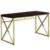 Monarch Specialties I 7201 Computer Desk, Home Office, Laptop, Work, Metal, Laminate, Brown, Gold, Contemporary, Modern - - Mounts For Less
