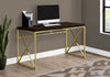 Monarch Specialties I 7201 Computer Desk, Home Office, Laptop, Work, Metal, Laminate, Brown, Gold, Contemporary, Modern - - Mounts For Less