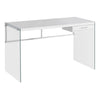 Monarch Specialties I 7209 Computer Desk, Home Office, Laptop, Storage Drawers, 48"l, Work, Tempered Glass, Laminate, Glossy White, Clear, Contemporary, Modern - - Mounts For Less
