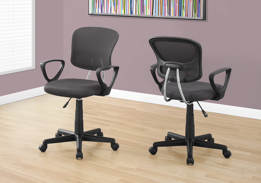 Monarch Specialties I 7262 Office Chair, Adjustable Height, Swivel, Ergonomic, Armrests, Computer Desk, Work, Juvenile, Metal, Mesh, Grey, Black, Contemporary, Modern - - Mounts For Less