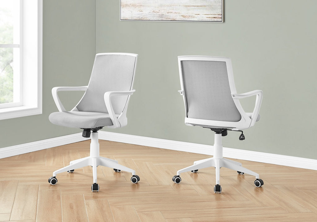 Monarch Specialties I 7294 Office Chair, Adjustable Height, Swivel, Ergonomic, Armrests, Computer Desk, Work, Metal, Mesh, White, Grey, Contemporary, Modern - - Mounts For Less