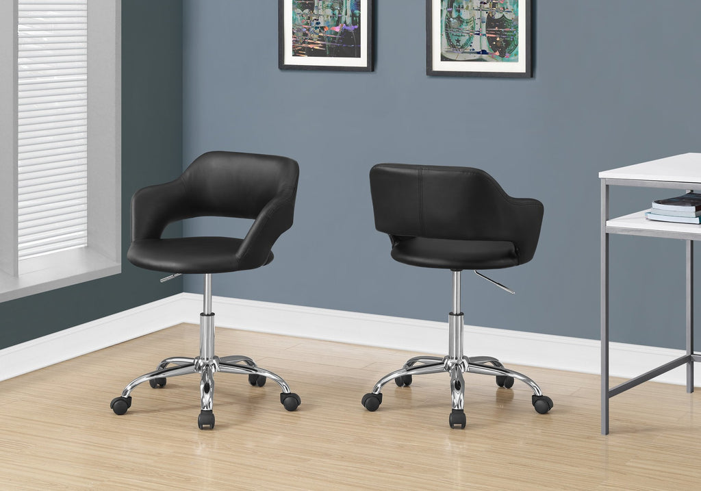 Monarch Specialties I 7298 Office Chair, Adjustable Height, Swivel, Ergonomic, Armrests, Computer Desk, Work, Metal, Pu Leather Look, Black, Chrome, Contemporary, Modern - - Mounts For Less