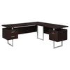 Monarch Specialties I 7305 Computer Desk, Home Office, Corner, Left, Right Set-up, Storage Drawers, 70"l, L Shape, Work, Laptop, Metal, Laminate, Brown, Grey, Contemporary, Modern - - Mounts For Less
