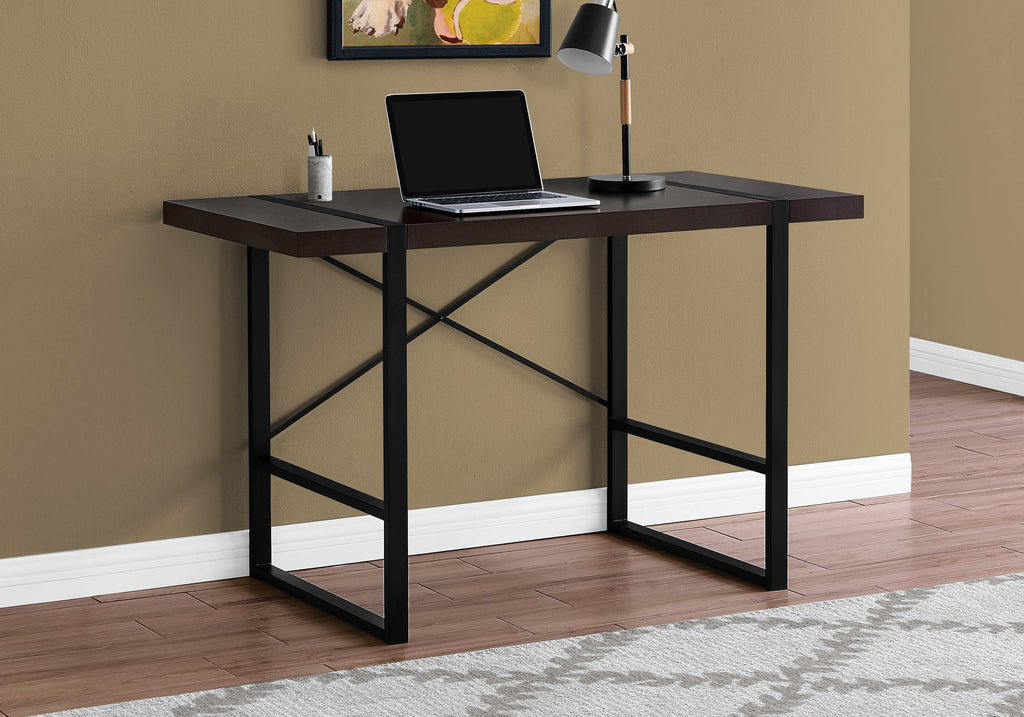 Monarch Specialties I 7311 Computer Desk, Home Office, Laptop, 48"l, Work, Metal, Laminate, Brown, Black, Contemporary, Modern - - Mounts For Less