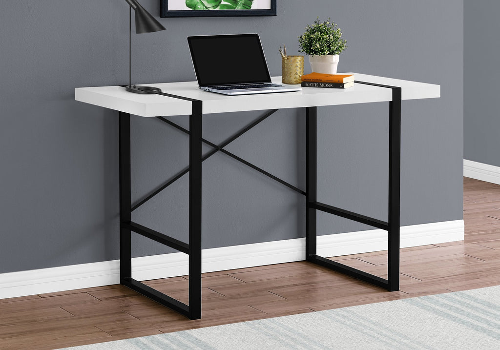 Monarch Specialties I 7313 Computer Desk, Home Office, Laptop, 48"l, Work, Metal, Laminate, White, Black, Contemporary, Modern - - Mounts For Less