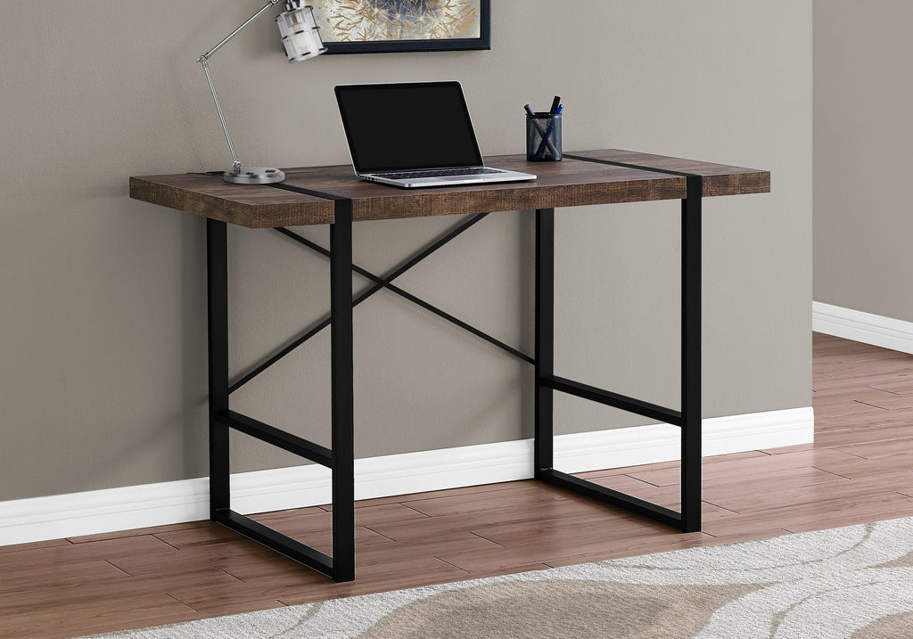 Monarch Specialties I 7314 Computer Desk, Home Office, Laptop, 48"l, Work, Metal, Laminate, Brown, Black, Contemporary, Modern - - Mounts For Less