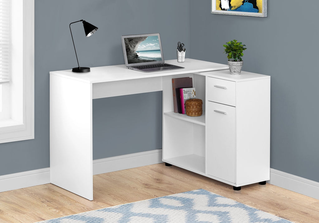 Monarch Specialties I 7350 Computer Desk, Home Office, Corner, Storage Drawers, 46"l, L Shape, Work, Laptop, Laminate, White, Contemporary, Modern - - Mounts For Less