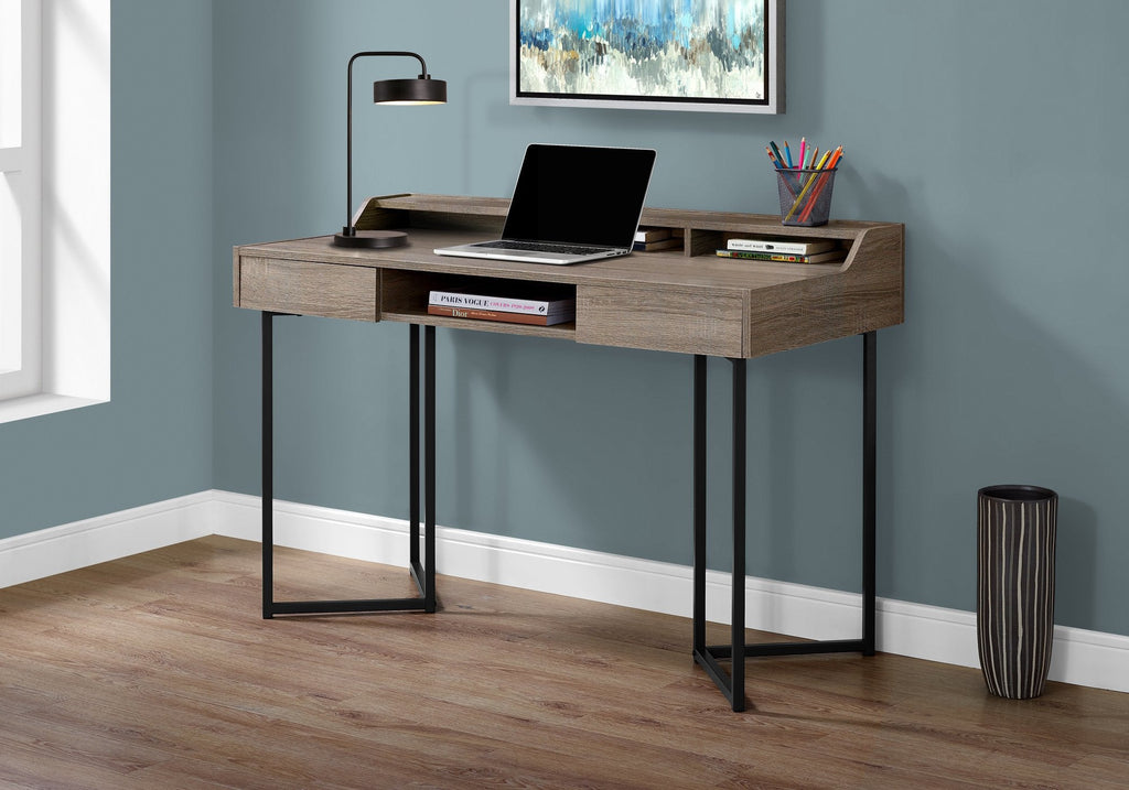 Monarch Specialties I 7360 Computer Desk, Home Office, Laptop, Storage Drawers, 48"l, Work, Metal, Laminate, Brown, Black, Contemporary, Modern - - Mounts For Less