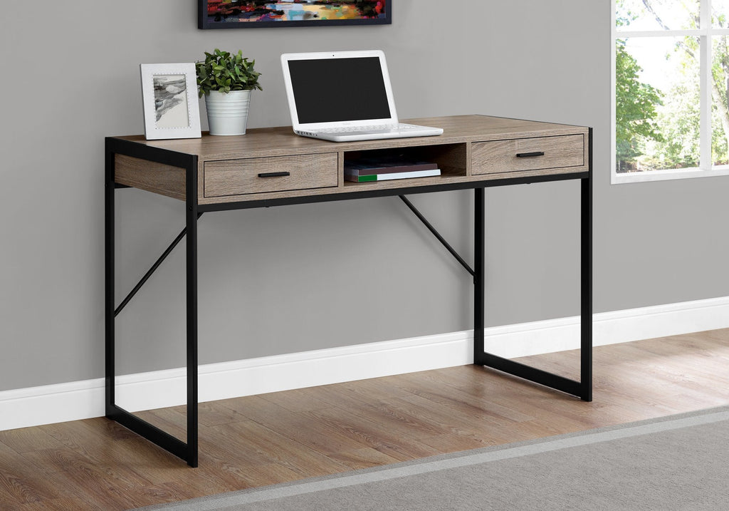 Monarch Specialties I 7365 Computer Desk, Home Office, Laptop, Storage Drawers, 48"l, Work, Metal, Laminate, Brown, Black, Contemporary, Modern - - Mounts For Less