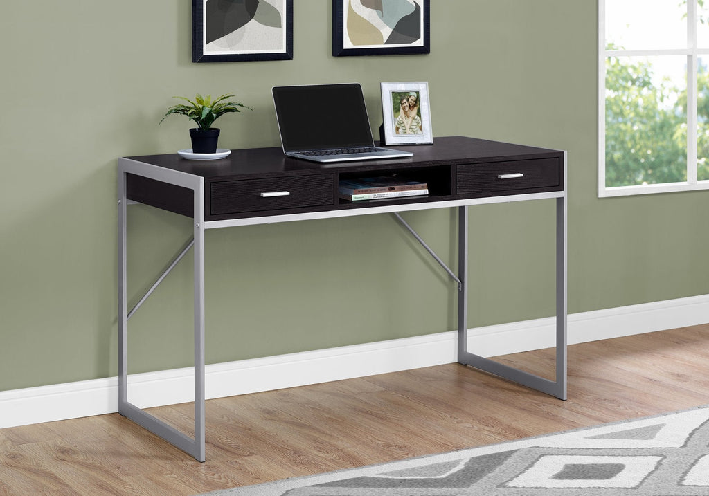 Monarch Specialties I 7366 Computer Desk, Home Office, Laptop, Storage Drawers, 48"l, Work, Metal, Laminate, Brown, Grey, Contemporary, Modern - - Mounts For Less