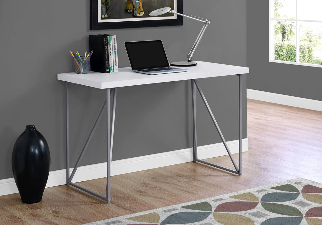 Monarch Specialties I 7376 Computer Desk, Home Office, Laptop, 48"l, Work, Metal, Laminate, White, Grey, Contemporary, Modern - - Mounts For Less