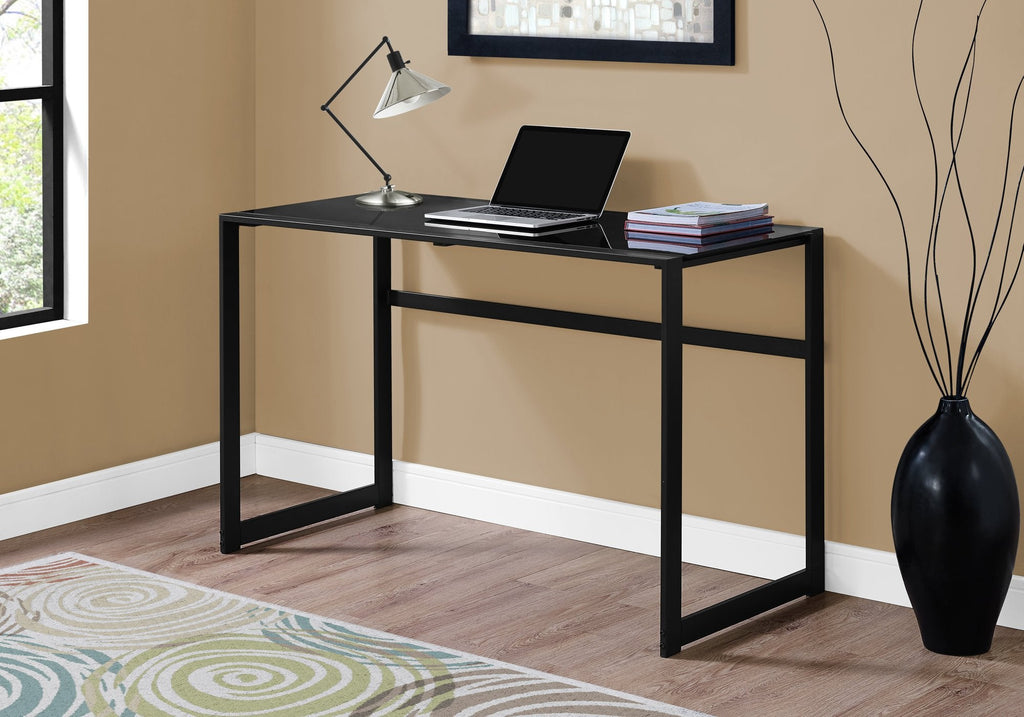 Monarch Specialties I 7379 Computer Desk, Home Office, Laptop, 48"l, Work, Metal, Tempered Glass, Black, Contemporary, Modern - - Mounts For Less