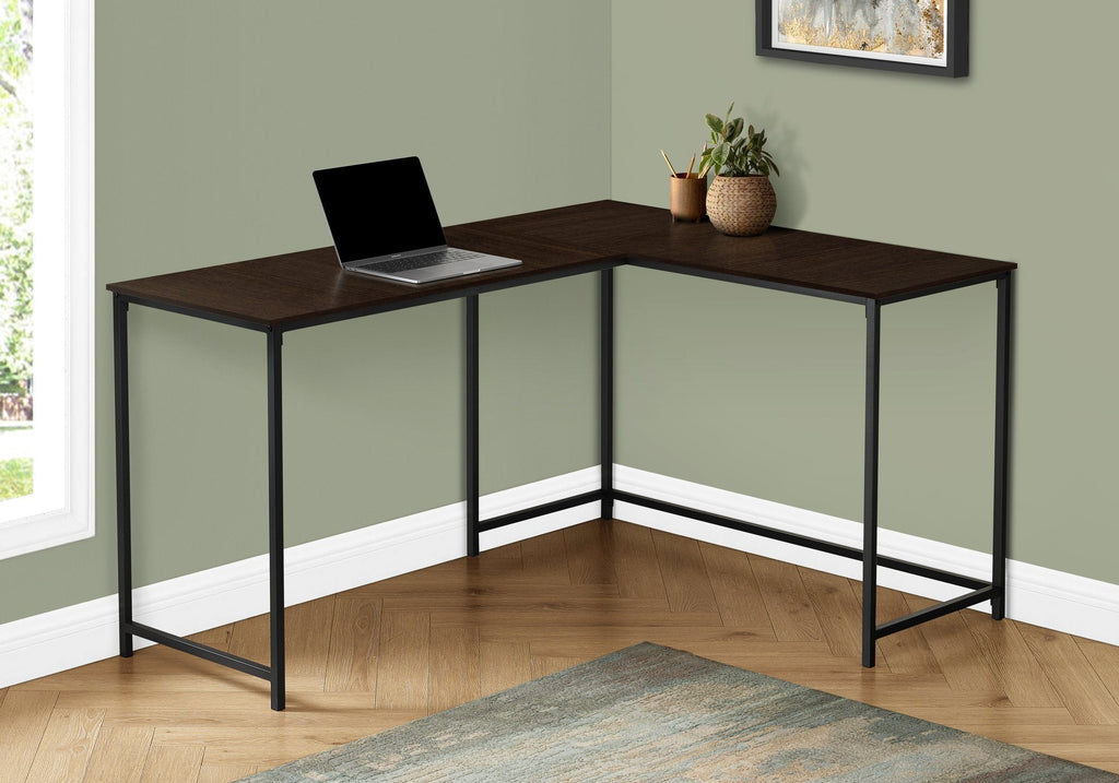 Monarch Specialties I 7390 Computer Desk, Home Office, Corner, 58"l, L Shape, Work, Laptop, Metal, Laminate, Brown, Black, Contemporary, Modern - - Mounts For Less