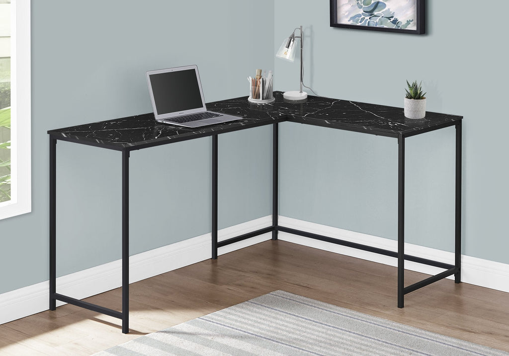 Monarch Specialties I 7396 Computer Desk, Home Office, Corner, 58"l, L Shape, Work, Laptop, Metal, Laminate, Black Marble Look, Contemporary, Modern - - Mounts For Less