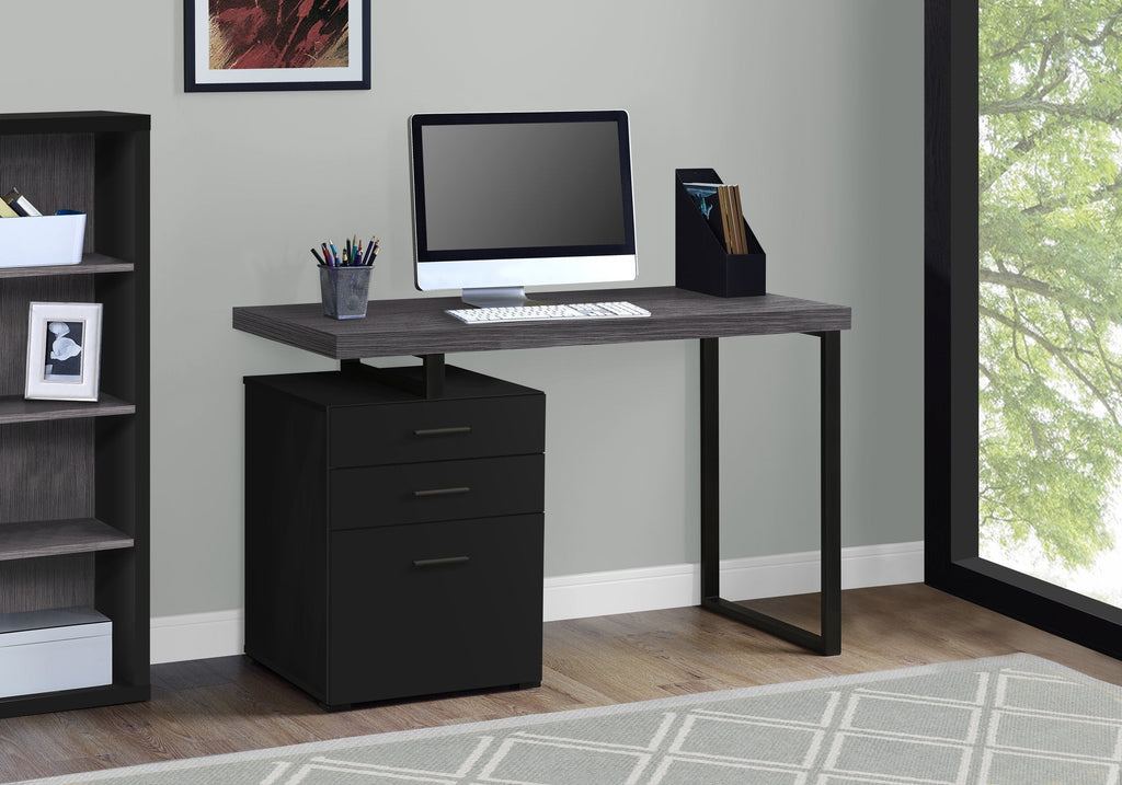 Monarch Specialties I 7411 Computer Desk, Home Office, Laptop, Left, Right Set-up, Storage Drawers, 48"l, Work, Metal, Laminate, Black, Grey, Contemporary, Modern - - Mounts For Less