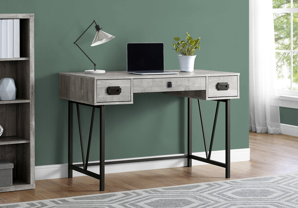 Monarch Specialties I 7413 Computer Desk, Home Office, Laptop, Storage Drawers, 48"l, Work, Metal, Laminate, Grey, Black, Transitional - - Mounts For Less