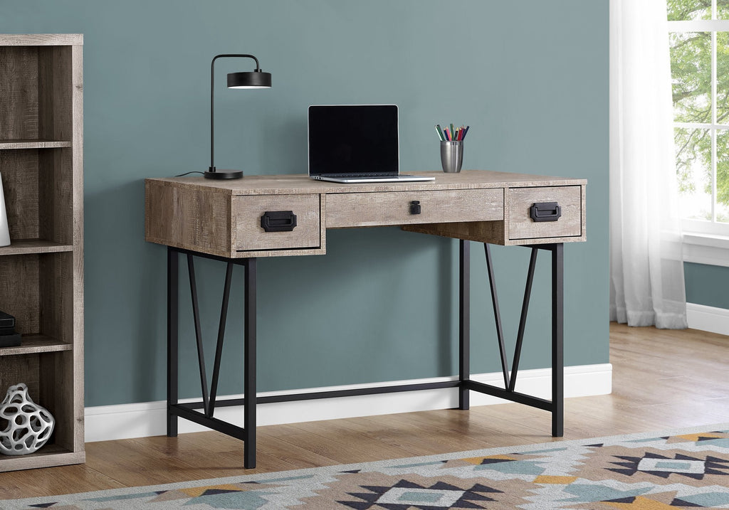 Monarch Specialties I 7414 Computer Desk, Home Office, Laptop, Storage Drawers, 48"l, Work, Metal, Laminate, Beige, Black, Transitional - - Mounts For Less
