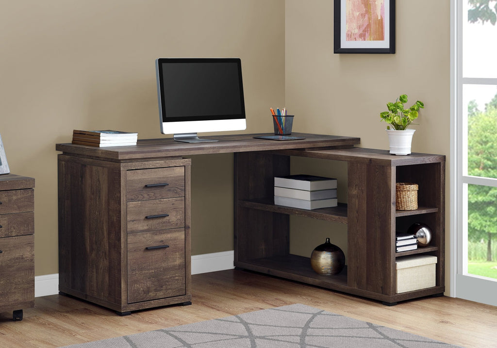 Monarch Specialties I 7420 Computer Desk, Home Office, Corner, Left, Right Set-up, Storage Drawers, L Shape, Work, Laptop, Laminate, Brown, Contemporary, Modern - - Mounts For Less