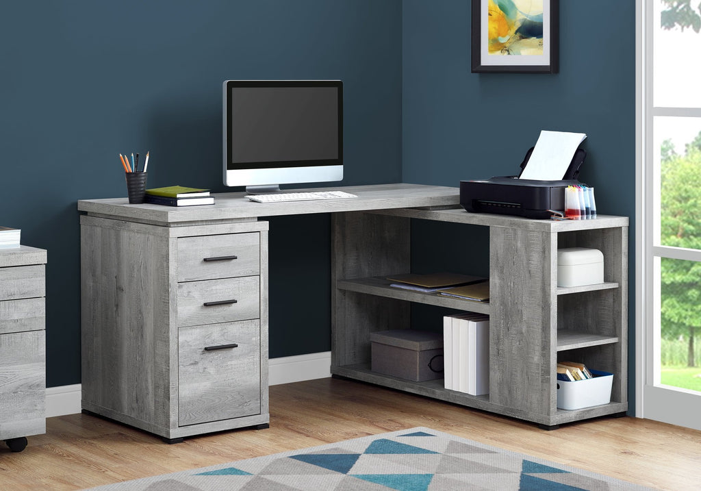 Monarch Specialties I 7421 Computer Desk, Home Office, Corner, Left, Right Set-up, Storage Drawers, L Shape, Work, Laptop, Laminate, Grey, Contemporary, Modern - - Mounts For Less