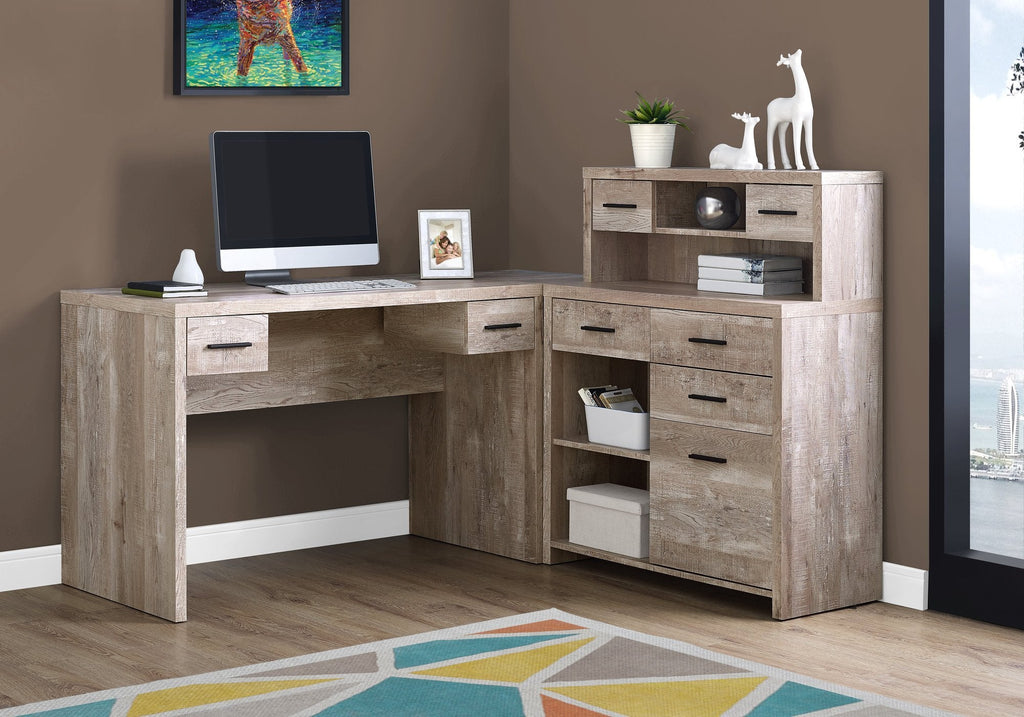 Monarch Specialties I 7429 Computer Desk, Home Office, Corner, Left, Right Set-up, Storage Drawers, L Shape, Work, Laptop, Laminate, Beige, Contemporary, Modern - - Mounts For Less
