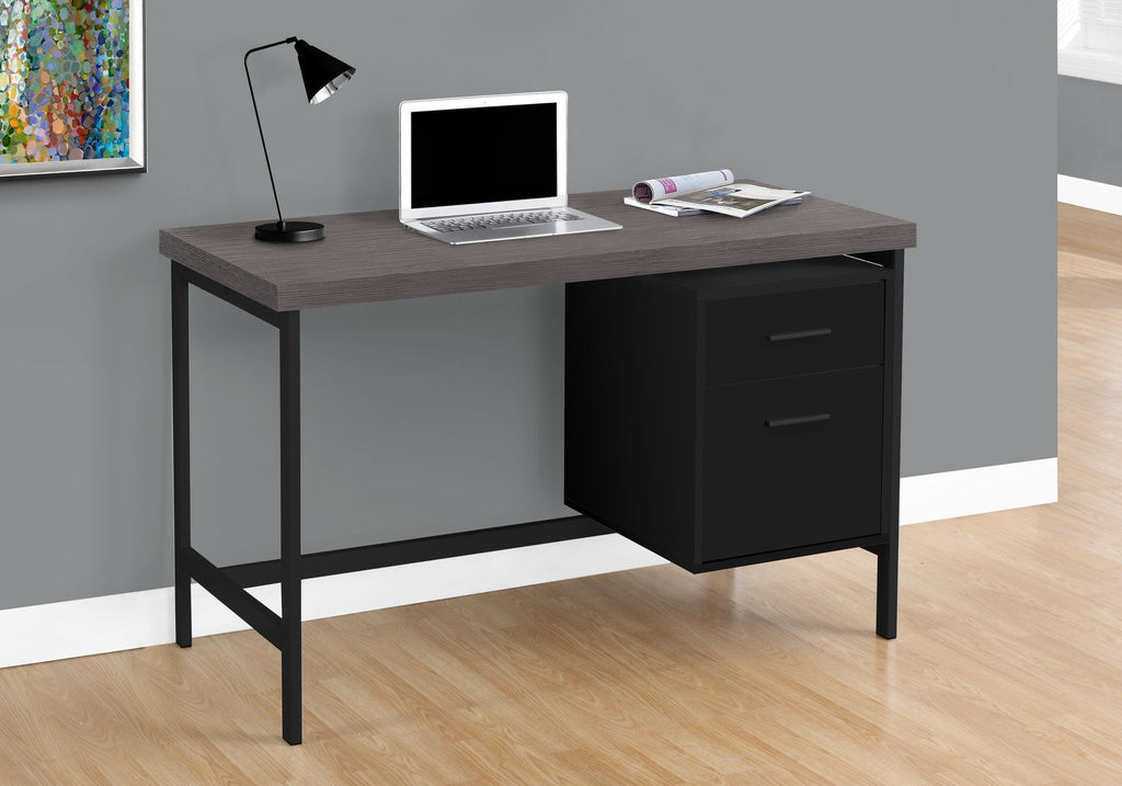 Monarch Specialties I 7437 Computer Desk, Home Office, Laptop, Left, Right Set-up, Storage Drawers, 48"l, Work, Metal, Laminate, Black, Grey, Contemporary, Modern - - Mounts For Less