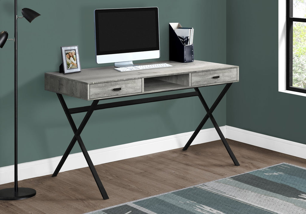 Monarch Specialties I 7448 Computer Desk, Home Office, Laptop, Storage Drawers, 48"l, Work, Metal, Laminate, Grey, Black, Contemporary, Modern - - Mounts For Less