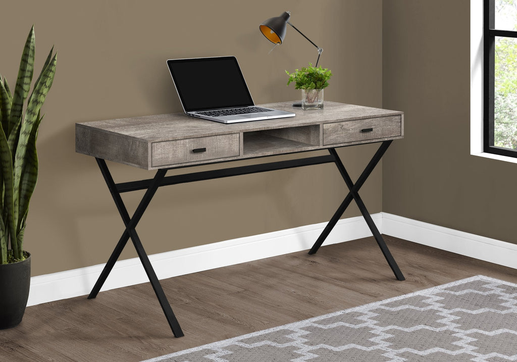 Monarch Specialties I 7449 Computer Desk, Home Office, Laptop, Storage Drawers, 48"l, Work, Metal, Laminate, Beige, Black, Contemporary, Modern - - Mounts For Less