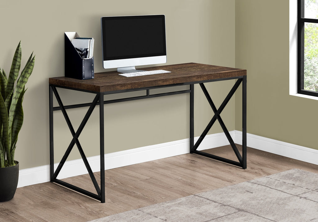 Monarch Specialties I 7450 Computer Desk, Home Office, Laptop, Work, Metal, Laminate, Brown, Black, Contemporary, Modern - - Mounts For Less