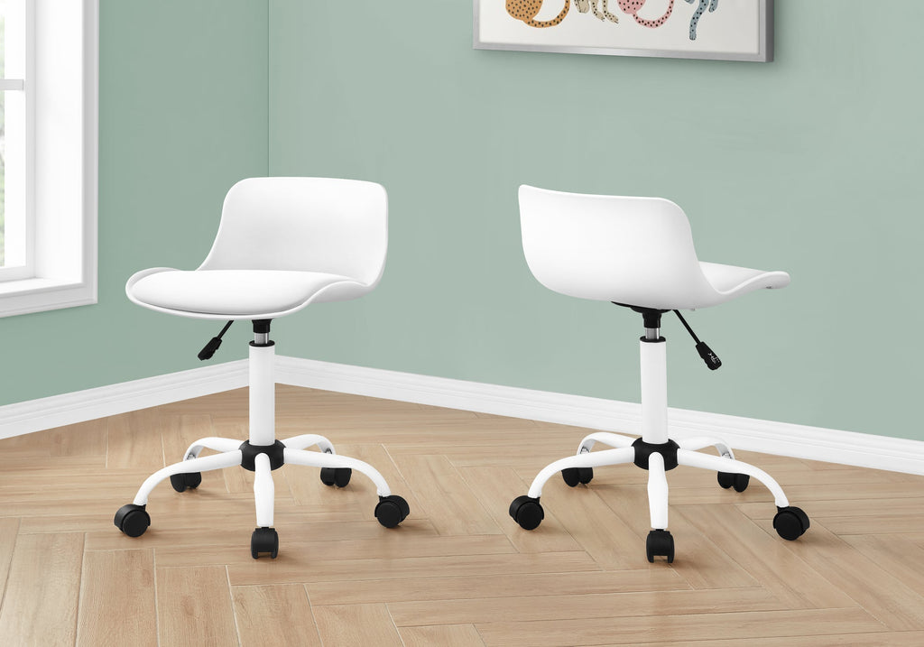 Monarch Specialties I 7463 Office Chair, Adjustable Height, Swivel, Ergonomic, Computer Desk, Work, Juvenile, Metal, Pu Leather Look, White, Contemporary, Modern - - Mounts For Less