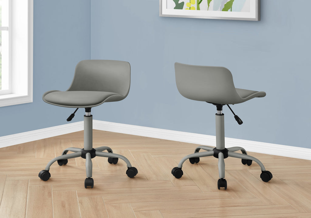 Monarch Specialties I 7465 Office Chair, Adjustable Height, Swivel, Ergonomic, Computer Desk, Work, Juvenile, Metal, Pu Leather Look, Grey, Contemporary, Modern - - Mounts For Less