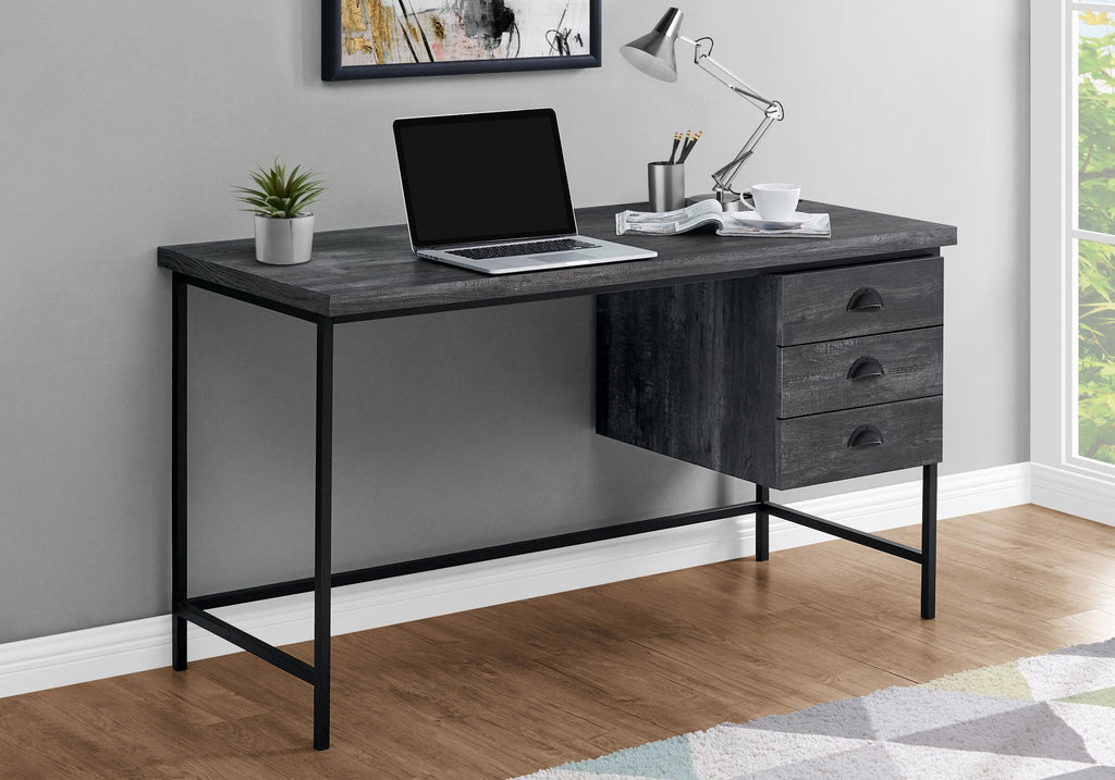 Monarch Specialties I 7488 Computer Desk, Home Office, Laptop, Storage Drawers, 55"l, Work, Metal, Laminate, Black, Contemporary, Modern - - Mounts For Less