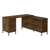 Monarch Specialties I 7490 Computer Desk, Home Office, Corner, Storage Drawers, 60"l, L Shape, Work, Laptop, Metal, Laminate, Brown, Black, Contemporary, Modern - - Mounts For Less