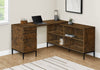Monarch Specialties I 7490 Computer Desk, Home Office, Corner, Storage Drawers, 60"l, L Shape, Work, Laptop, Metal, Laminate, Brown, Black, Contemporary, Modern - - Mounts For Less