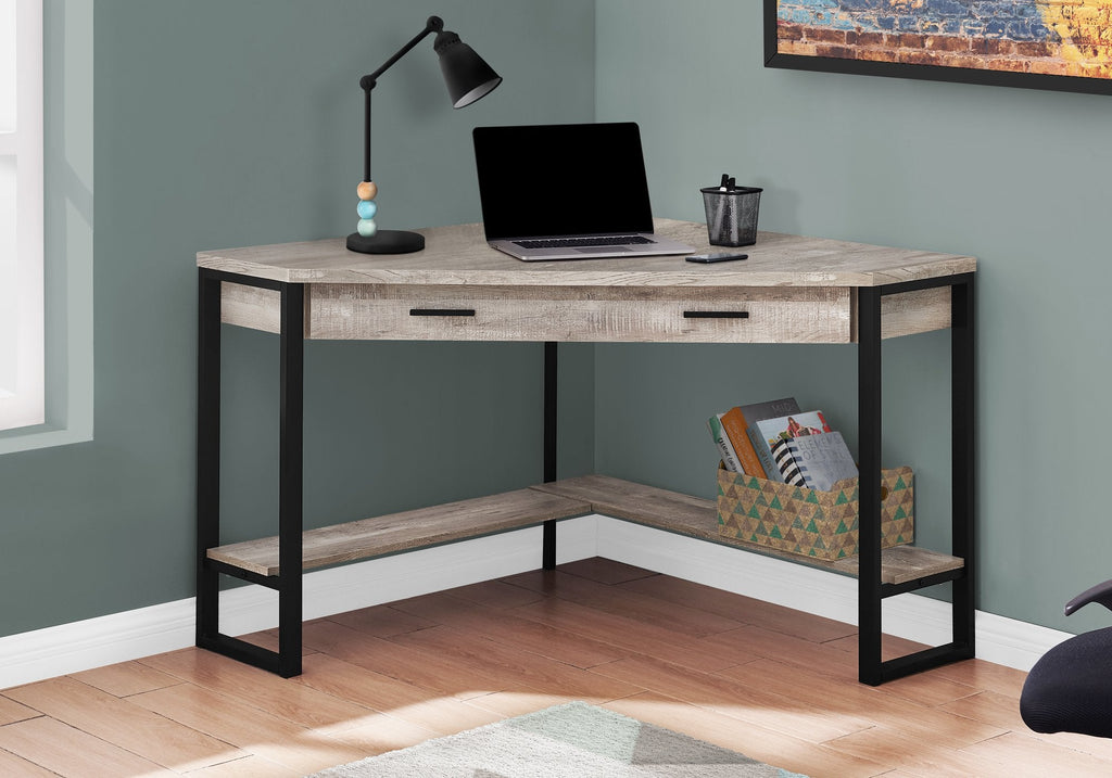 Monarch Specialties I 7506 Computer Desk, Home Office, Corner, Storage Drawers, 42"l, Work, Laptop, Metal, Laminate, Beige, Black, Contemporary, Modern - - Mounts For Less