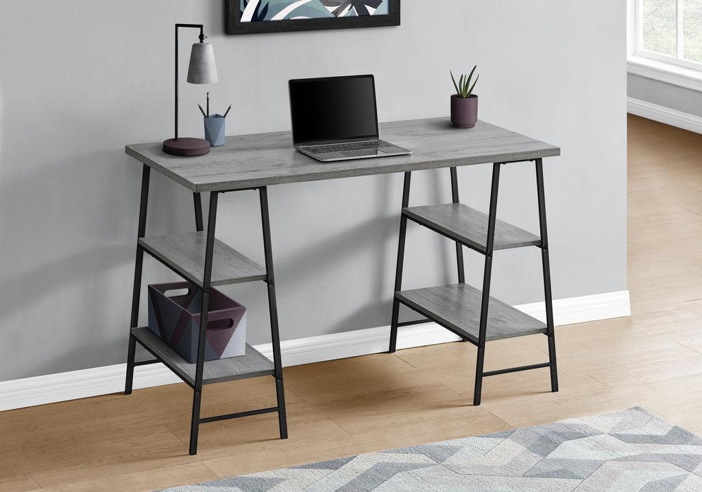Monarch Specialties I 7524 Computer Desk, Home Office, Laptop, Storage Shelves, 48"l, Work, Metal, Laminate, Grey, Black, Contemporary, Modern - - Mounts For Less