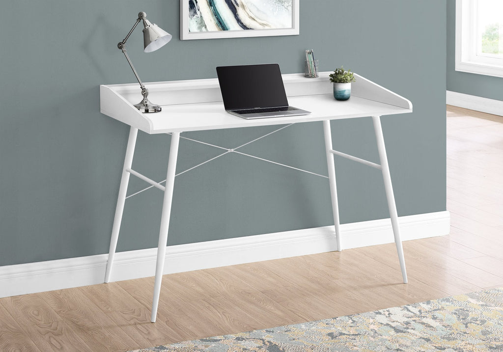 Monarch Specialties I 7535 Computer Desk, Home Office, Laptop, Storage Shelves, 48"l, Work, Metal, Laminate, White, Contemporary, Modern - - Mounts For Less