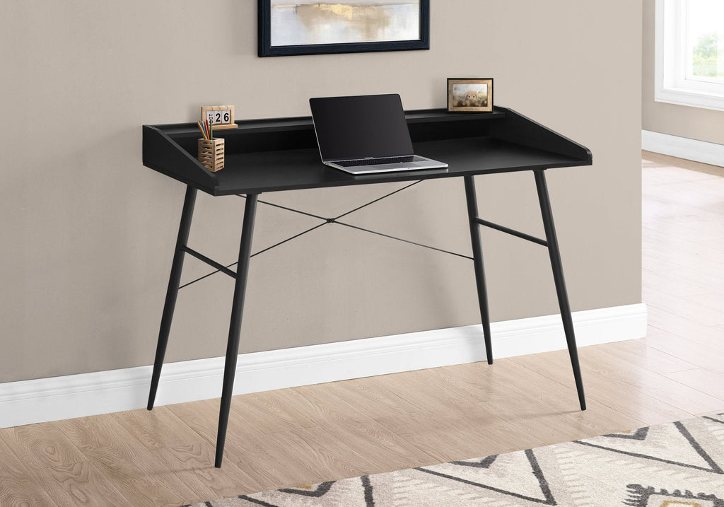 Monarch Specialties I 7537 Computer Desk, Home Office, Laptop, Storage Shelves, 48"l, Work, Metal, Laminate, Black, Contemporary, Modern - - Mounts For Less