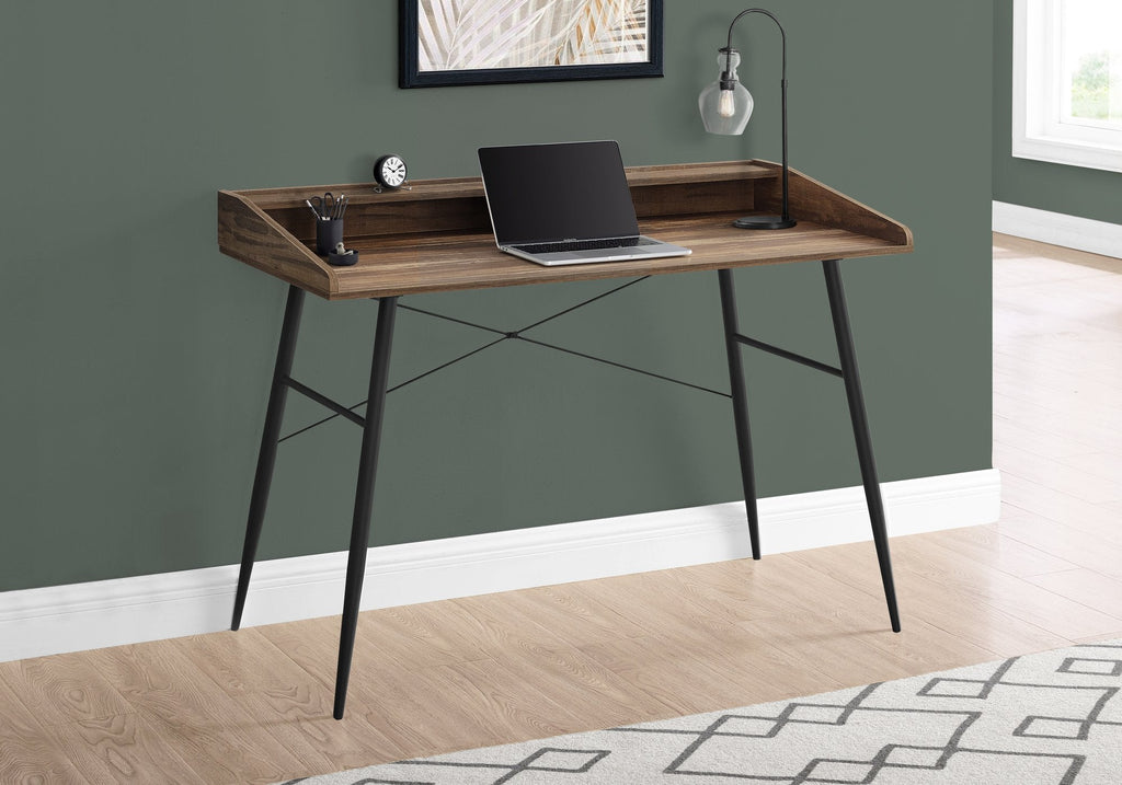 Monarch Specialties I 7538 Computer Desk, Home Office, Laptop, Storage Shelves, 48"l, Work, Metal, Laminate, Brown, Black, Contemporary, Modern - - Mounts For Less