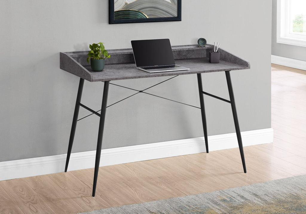 Monarch Specialties I 7540 Computer Desk, Home Office, Laptop, Storage Shelves, 48"l, Work, Metal, Laminate, Grey, Black, Contemporary, Modern - - Mounts For Less