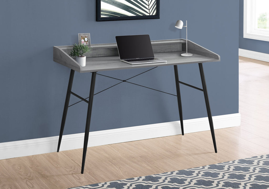 Monarch Specialties I 7541 Computer Desk, Home Office, Laptop, Storage Shelves, 48"l, Work, Metal, Laminate, Grey, Black, Contemporary, Modern - - Mounts For Less
